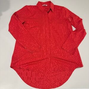 Athleta Red Long Sleeve Button-Up Shirt
